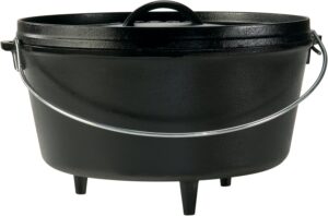 Lodge 8 Quart Pre-Seasoned Cast Iron Camp Dutch Oven with Lid - Dual Handles - Use in the Oven, on the Stove, on the Grill or over the Campfire - Black